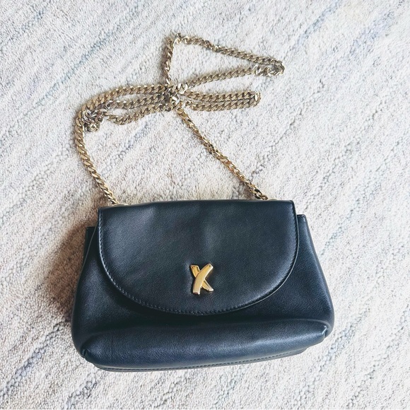 Paloma Picasso Crossbody Bag Black Leather Gold Chain Strap - Picture 2 of 12